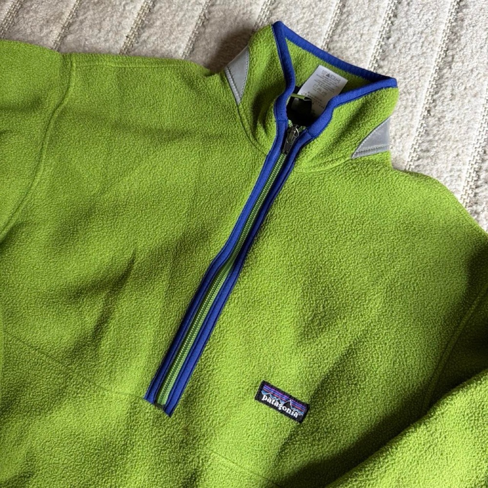 Patagonia green fleece quarter zip sweatshirt youth's large outdoor hiking